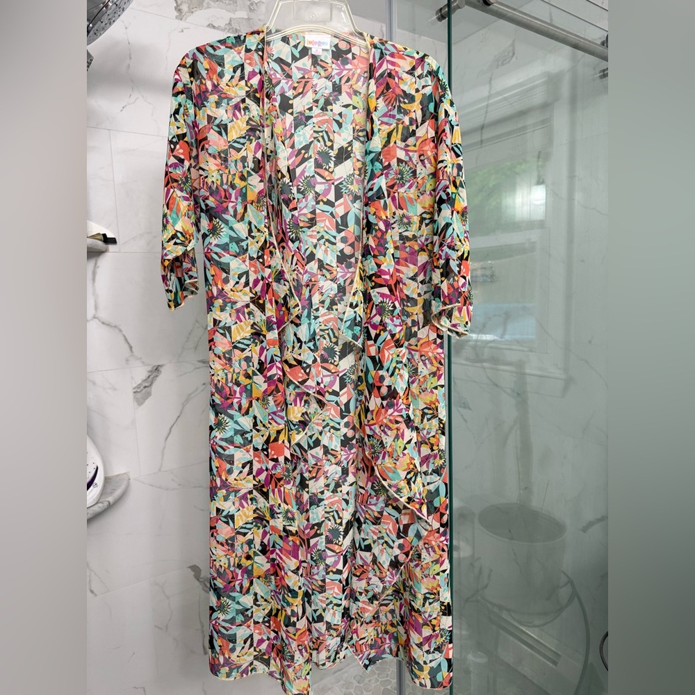 LuLaRoe Multicolor Geometric Open Front Duster